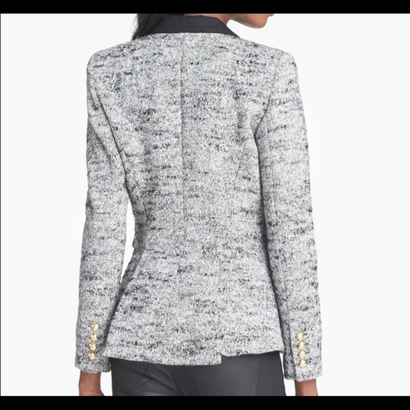 SMYTHE   grey wool blend blazer with gold buttons. - Picture 2 of 8